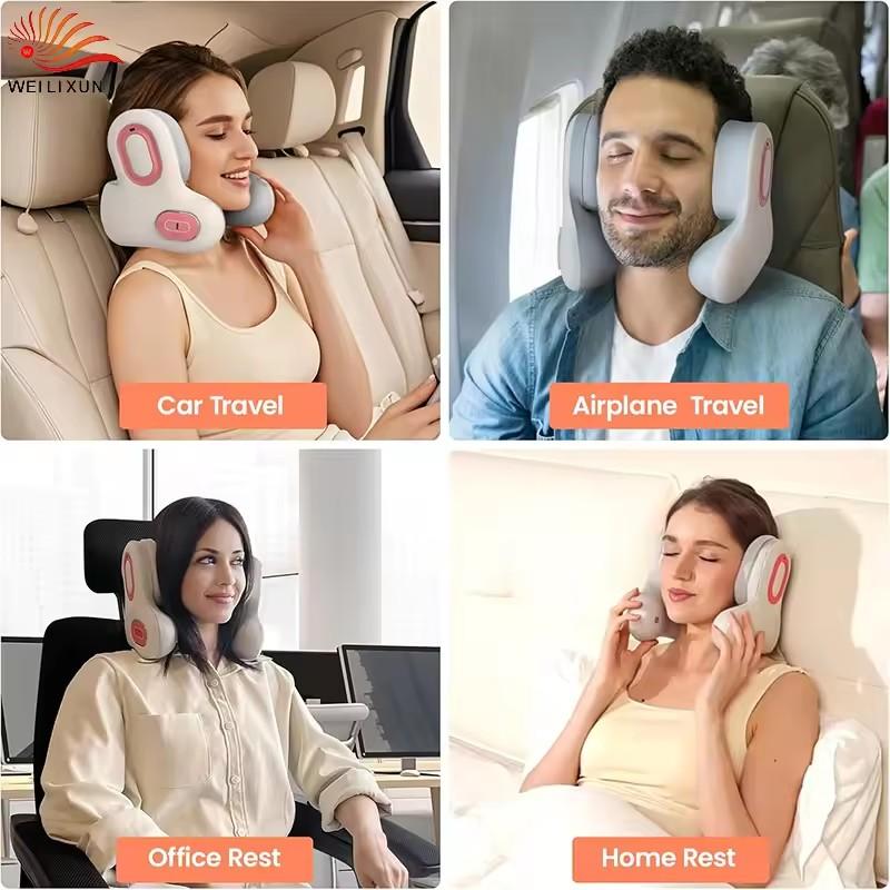 3-в-1 Подушка для шеи для путешествий, Bluetooth-гарнитура с шумоподавлением, массажером для шеи и подогревом, U-образная подушка из пены с эффектом памяти для самолета