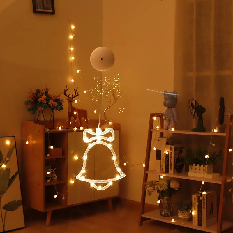 Рождественское светодиодное украшение на окно на присоске Звезды Снежинка Колокольчик Декор Витрина Магазина Атмосфера Сцена Рождественский Вечер