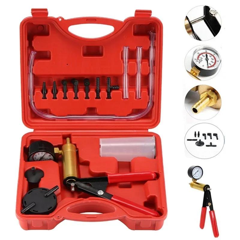 Auto Car Brake Bleeder Kit Hand Vacuum Pump Brake Fluid Bleeder Kit with Pressure Gauge 2024