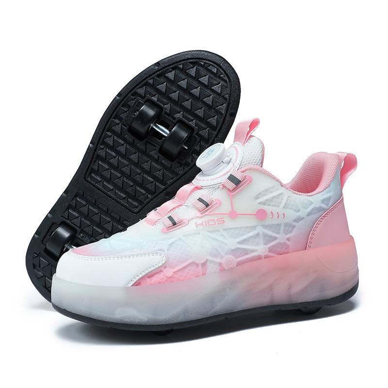 Летние сетчатые дышащие беговые туфли Четыре колеса могут кататься на коньках Руководство Интернет знаменитости студенческие колеса обувь студенческая версия