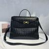2025 Imported High-Grade Genuine Leather Woven Bag Cross-Border Fashion Cowhide Handbag Large-Capacity Single-Shoulder Diagonal Bag For Women