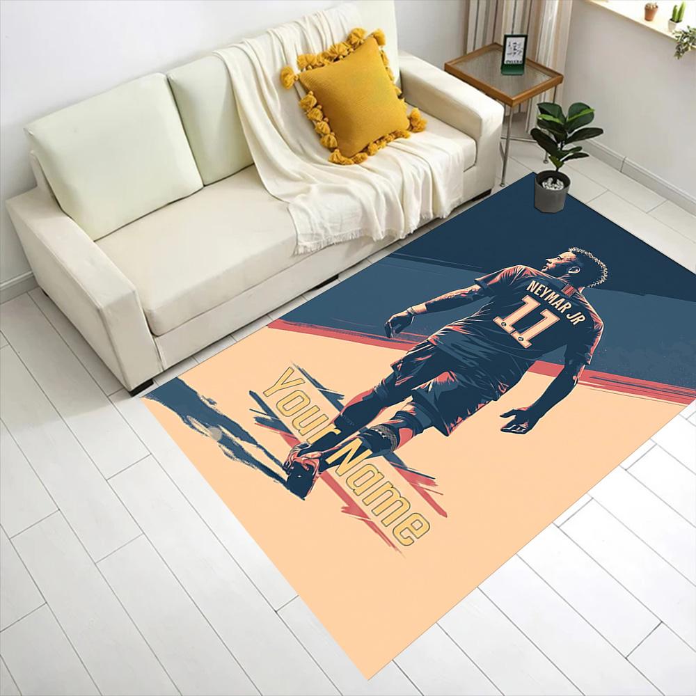 Neymar Dreams Football Legend Customizable Name Area Rug Design for Dormitory Kitchen Outdoor Dining Room Antislip Carpet Decorate Offices