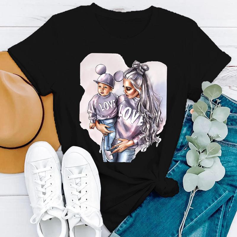 Простая женская одежда больших размеров с принтом на тему Дня матери, стильные женские футболки из чистого хлопка с круглым вырезом и короткими рукавами