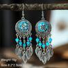 Blue Fashion Boho Temperament Water Drop Feather Earrings for Women Long Crystal Rhinestone Drop Oil Dangle Earring Jewelry