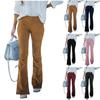 Ladies Solid Color Slim Fit Micro Flared Pants Elastic Waist Casual Pants Corduroy