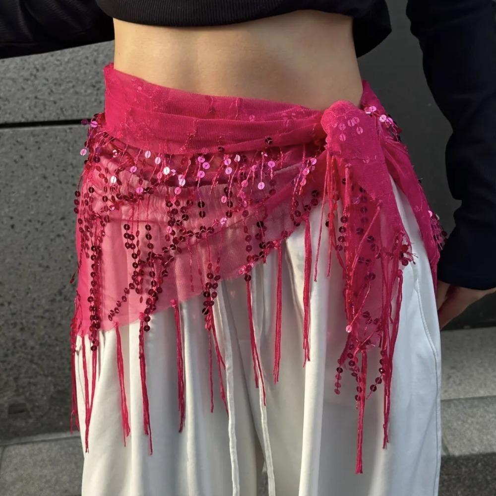 Jeans Decor Tassels Belt Hip-hop Sequin Waistband Jazz Dance Hip Scarf  Waist Accessories