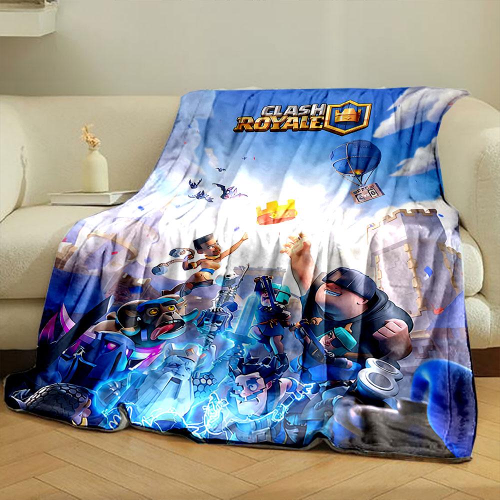 Characters battling with magical effects and a crown in a castle setting. for all seasons blanket lunch break throw gift