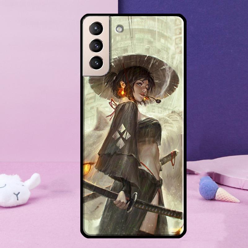 Чехол для телефона Аниме Девушка Самурай для Samsung Galaxy S25 Ultra S24 S23 Ultra S9 S10 S20 S21 S22 Plus S24 FE
