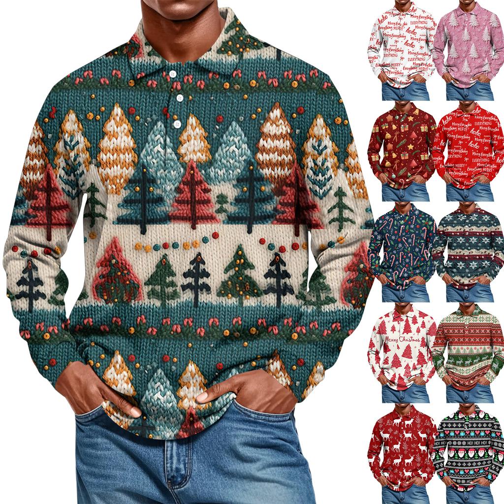 Men's Casual Style Solid Color Loose Shirt Long-sleeved Top