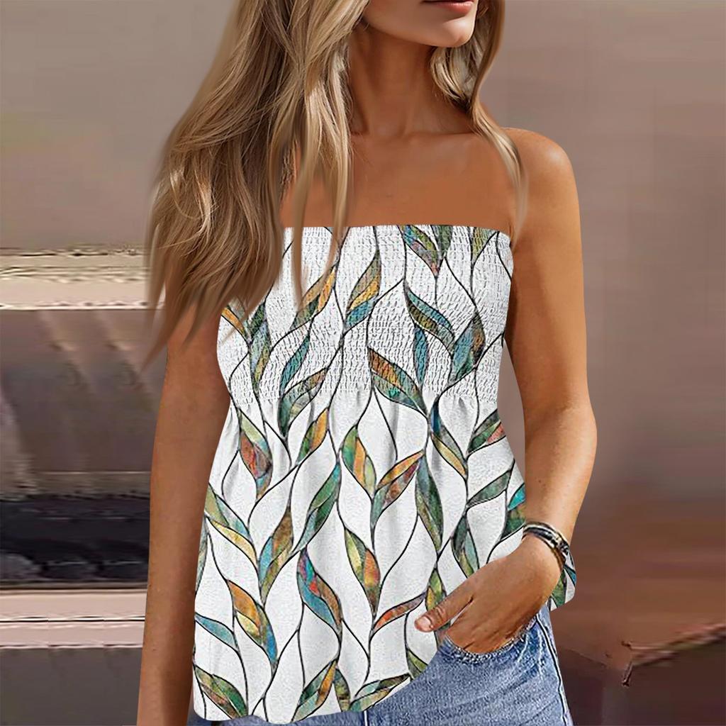 Топы-трубы для женщин, милая сексуальная футболка без рукавов с открытыми плечами и принтом