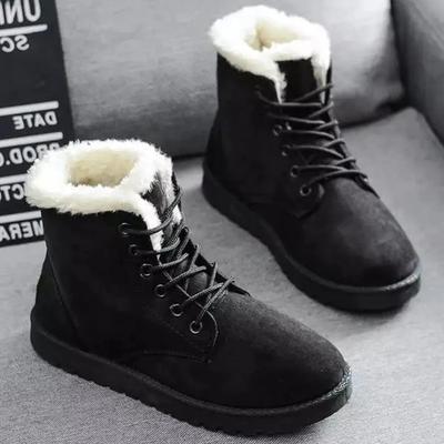 Smile Pop Winter New Flat Snow Boots Удобные теплые бархатные плюшевые хлопковые ботинки с круглым носком Зимние ботинки на шнуровке Короткие женские ботинки