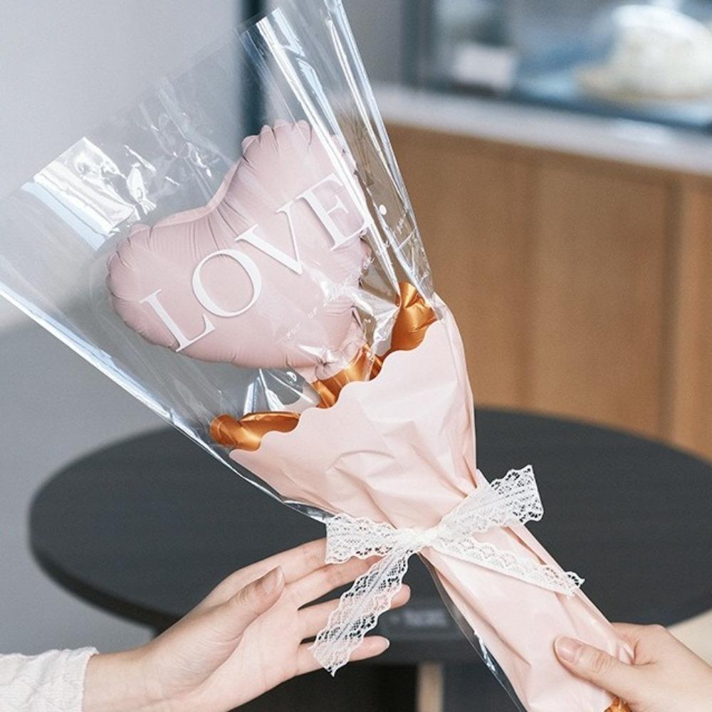 5/10Pcs Flower Shape Love Heart Balloons Aluminum Foil Balloon Bouquet  Mother's Day