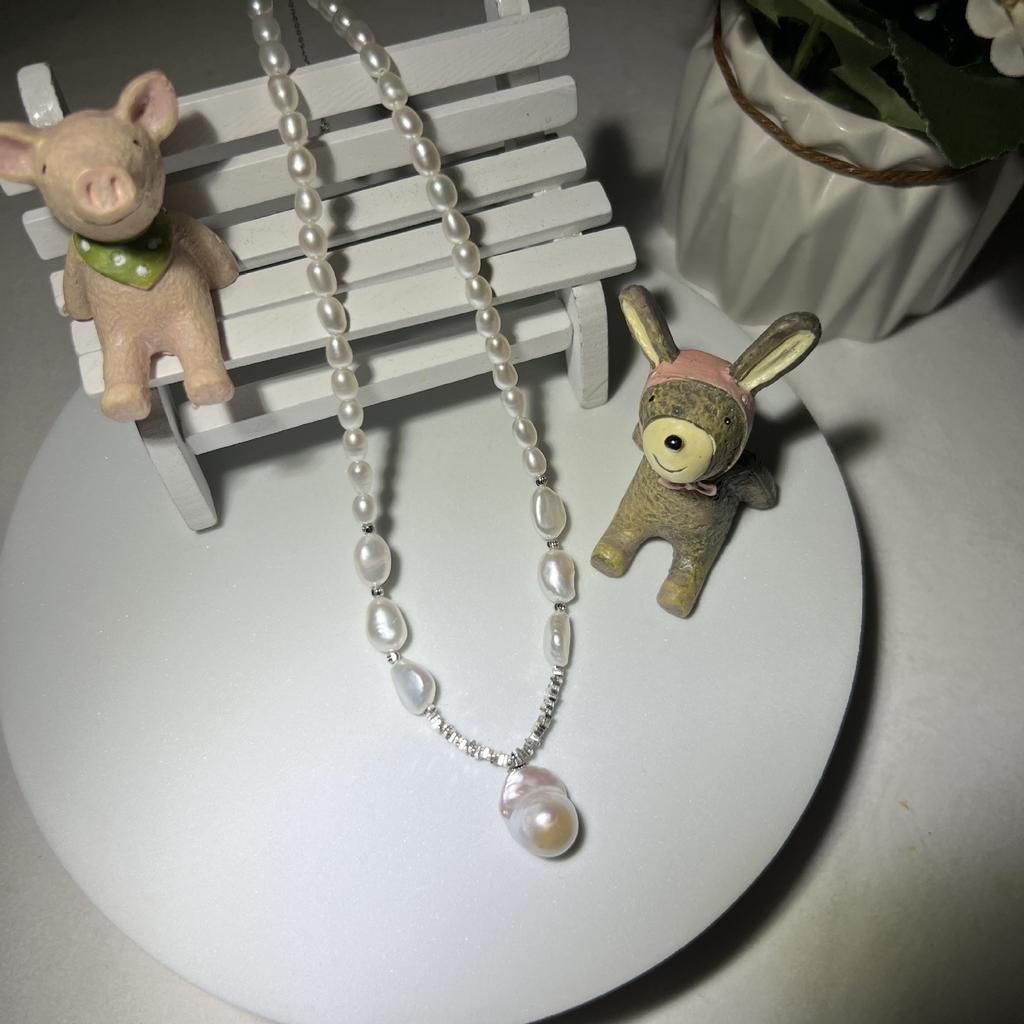 4-5 мм натуральное жемчужное ожерелье в форме риса, модное, легкое, роскошное, высокого уровня, стерлинговое серебро S925, цепочка на шею в стиле барокко, женская