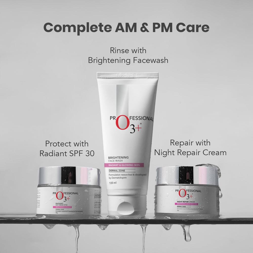 O3+ Radiant Day Cream SPF 30 For Glowing Even Skin Tone Moisturises Protects All Skin Types 50g