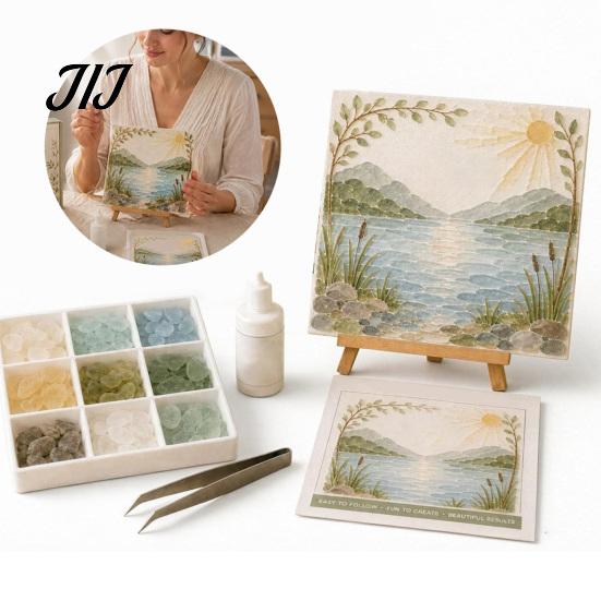 Unique Birthday Gifts for Her DIY Psalms Sea Glass Mosaic Art Kit, Christian Craft Kit with Home Decor Projects Inspirational Bible Verse Design,