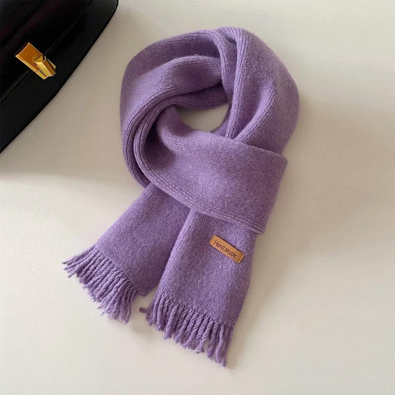 2024 New Autumn and Winter New Solid Color Tassel Simple Yarn Scarf Shawl Dual-use Warm Scarf for Women