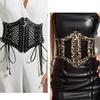 Waistband Hollow Corset Belts PU Leather Wide Waist Belt Slimming Leopard Print  Cummerbunds  Women