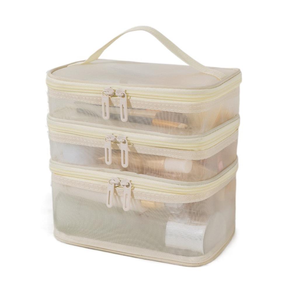 1/2/3 Layers Mesh Cosmetic Bags Zipper Perspective Makeup Bag Casual Cosmetic Storage Bag Women
