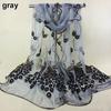 Women Fashion Peacock Flower Embroidered Lace Scarf Long Soft Wrap Shawl Stole