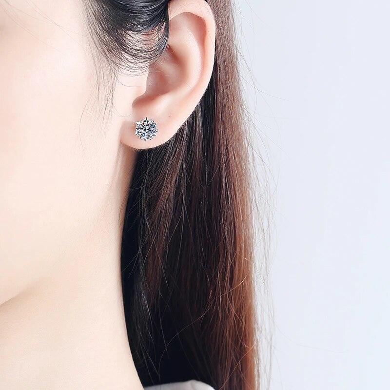 Настоящие серьги-гвоздики с муассанитом 0,5 карата D цвета для женщин, высокое качество, 100% стерлинговое серебро 925 пробы, сверкающие свадебные украшения