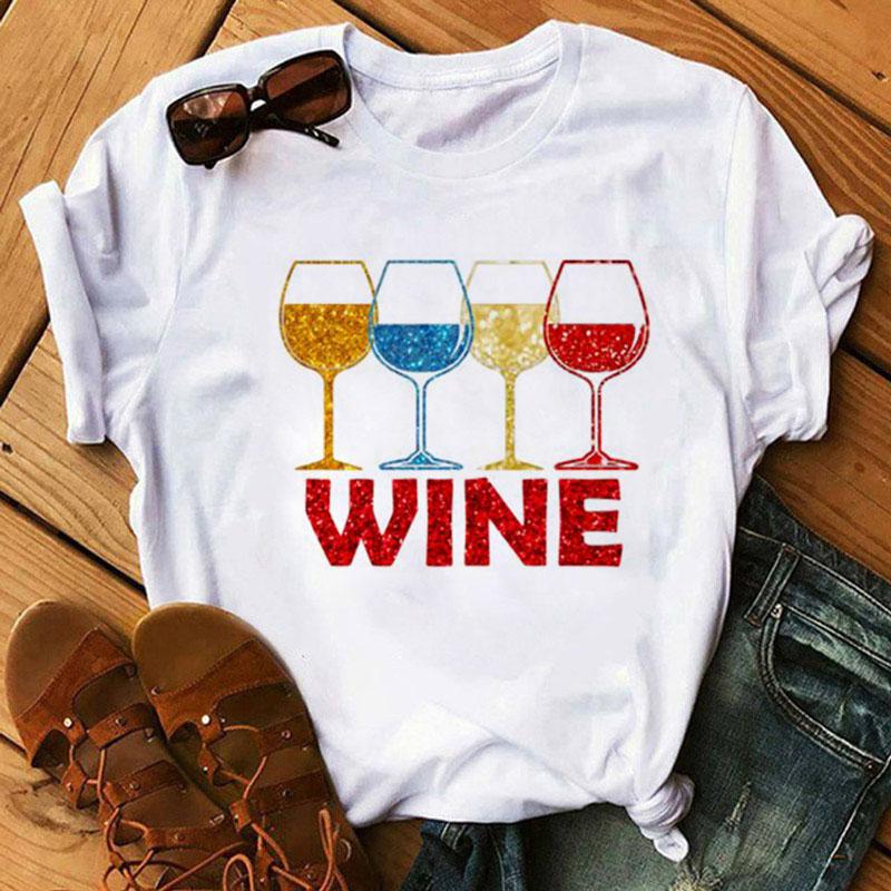 Women Black T Shirt Watercolor Butterfly Wine Glass Print T Shirt Female Funny Graphic Tee Shirts 90s Ladies Casual Tops Tee