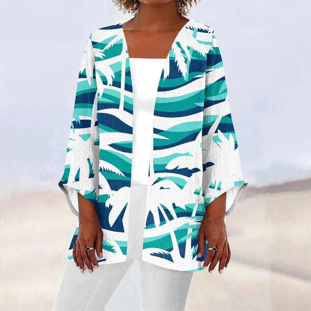 Women's Casual Fashion Printed Lightweight Mid-length Jacket Cardigan