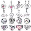 Настоящая медь Розовая серия Шармы-бусины в форме сердца Подходят для оригинальных браслетов Qikaola Сделай сам Украшения на День матери Подарок для мамы