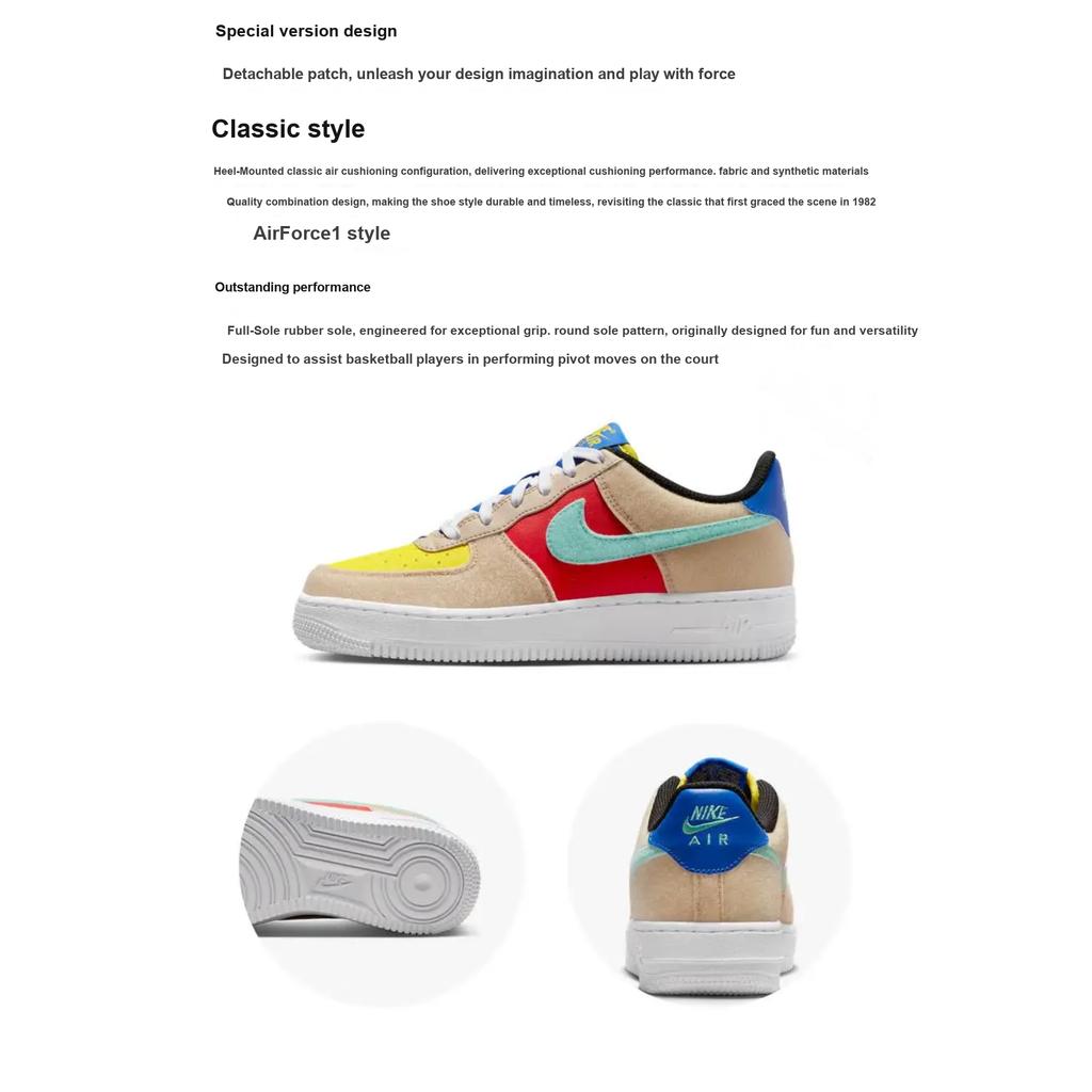 Nike Детские кроссовки Air Force 1 Low GS разноцветные на липучке белые FN7818-100
