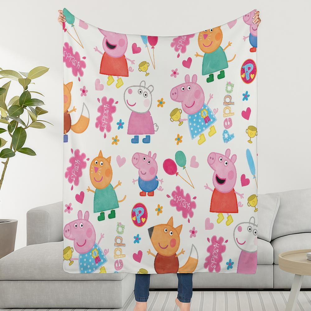 P-PeppaS-ES Blanket Throw Super Cosy Plush Living Room Sofa Couch Childish Birthday P-PigS Gifts