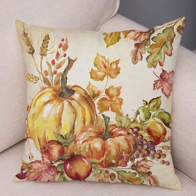 Color Watercolor Pumpkin Pillowcase Super Soft Polyester Decorative Plant Cactus Cushion Cover Suitable for Car Sofa Pillowcase
