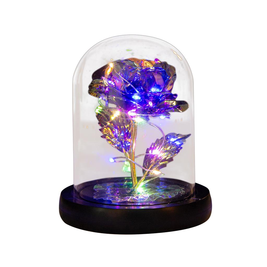 Artificial Rose Flowers Glass Rose LED Light  Gift For Valentine's Day
