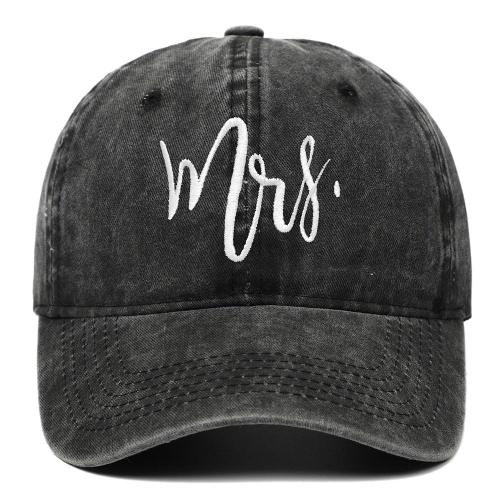 Adjustable Mr Mrs Embroidery Caps Washed Cotton Outdoor Sunscreen Hats Couple Baseball Hats