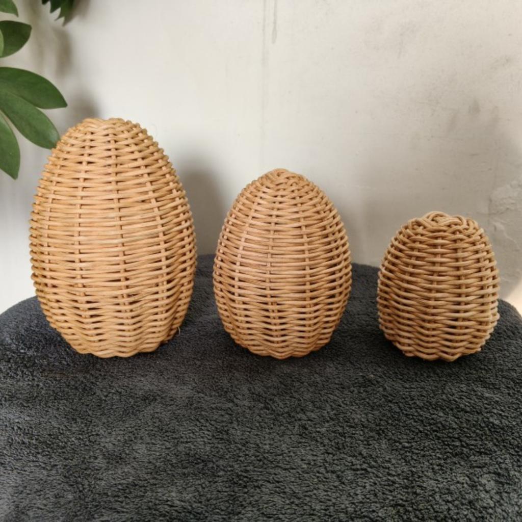 3PCS Pack Cute Easter Rattan Egg Decoration For Home And Desktop Display