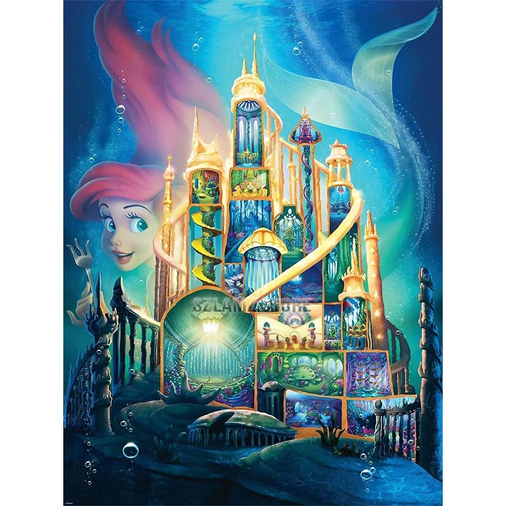 Disney Алмазная живопись Русалочка Замок Атлантиды Поперечное сечение 5D Алмазная живопись Искусство Вышивка Крестиком Украшение комнаты