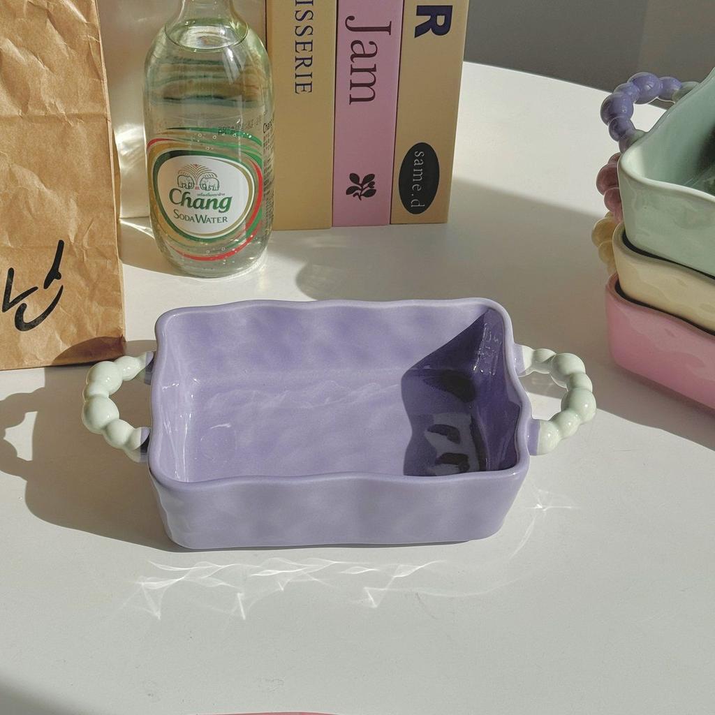 Противень для выпечки риса с сыром Single Ins, керамическая миска с двойным ушком, ручная форма для выпечки, бытовая микроволновая печь, десертная тарелка