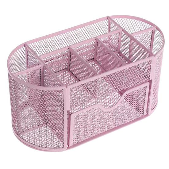 Pen Holder Sturdy Sliding Drawer Smooth Edges Non-fading Anti-rust Coating Organized Metal Nine Grids Pencil Storage Box Dormitory Accessory