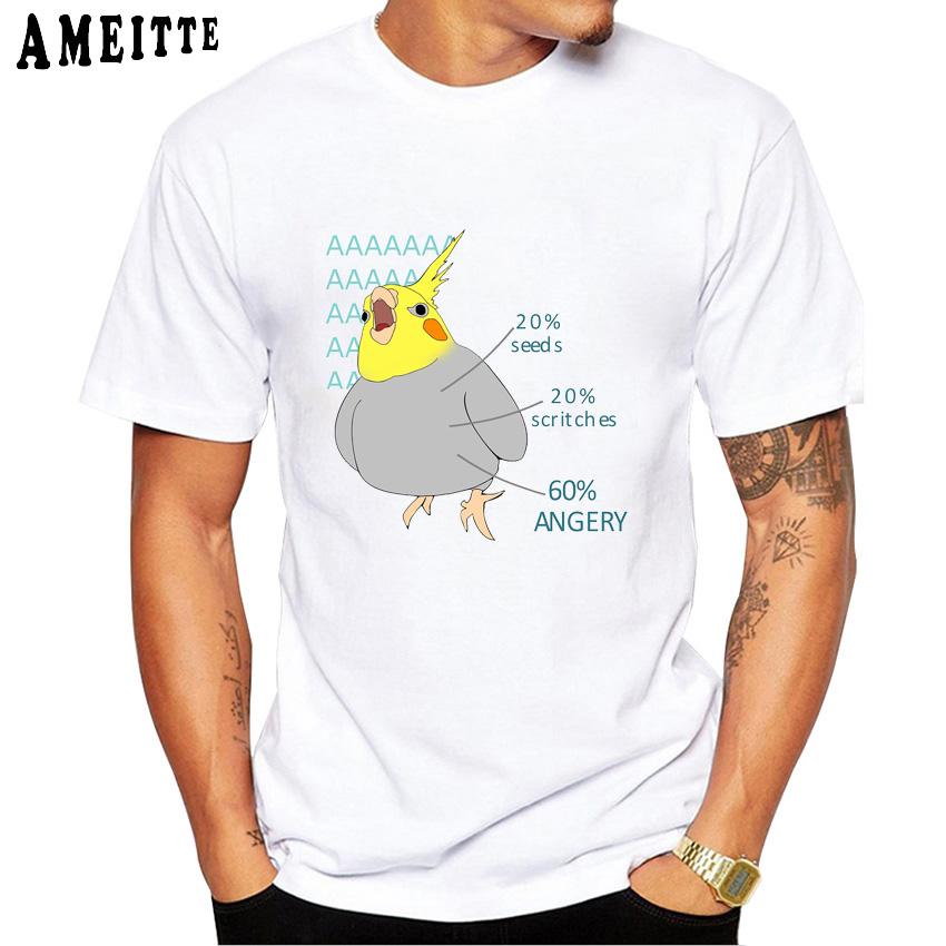 Pied Cockatiel Funny Art Print T Shirt Summer Fashion Men T Shirt Man White Tops