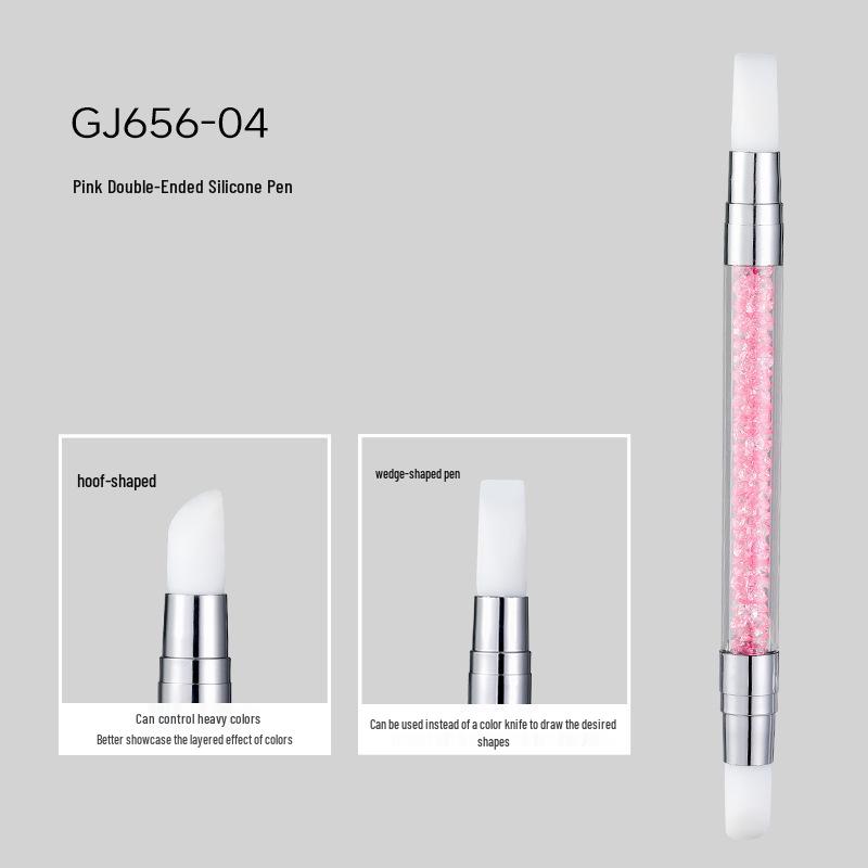 Multifunctional Nail Art Tool: Double-Ended Silicone Pen for Carving, Mixing, Applying Magic Mirror Powder