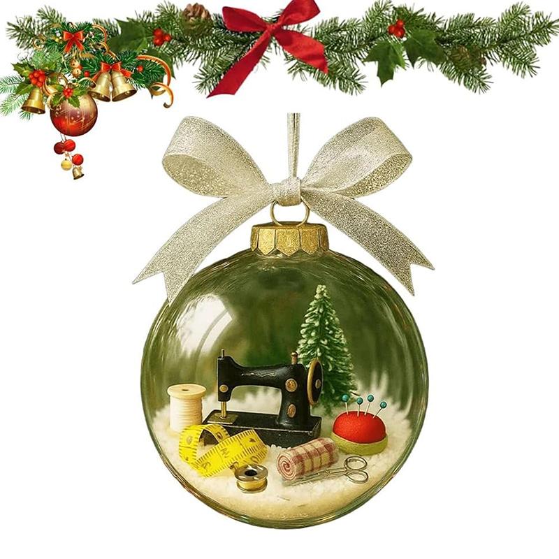 Праздничный швейный шар со снегом, Винтажная швейная машинка, украшение на рождественскую елку, Теплое зимнее украшение для дома