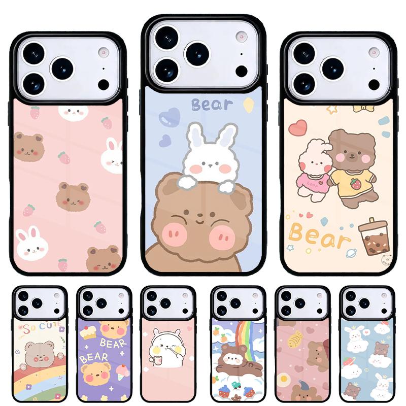 Чехол для телефона rabbit bear Animal Quips для iPhone 17 Air 16e 15 14 13 Pro Max Задняя крышка для 12 11 Pro Coque