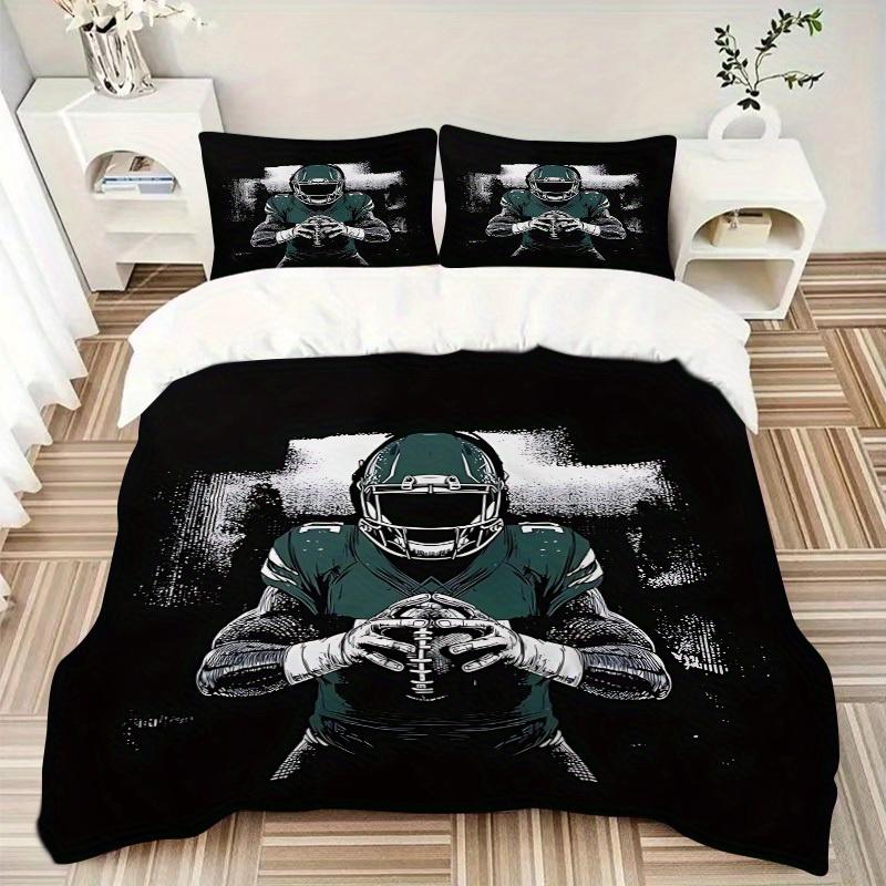 3pcs set Football Player 1 Quilt Cover + 2 Pillowcases, All Seasons Bedroom Setting, Perfect for Home and Dorm Decor a168