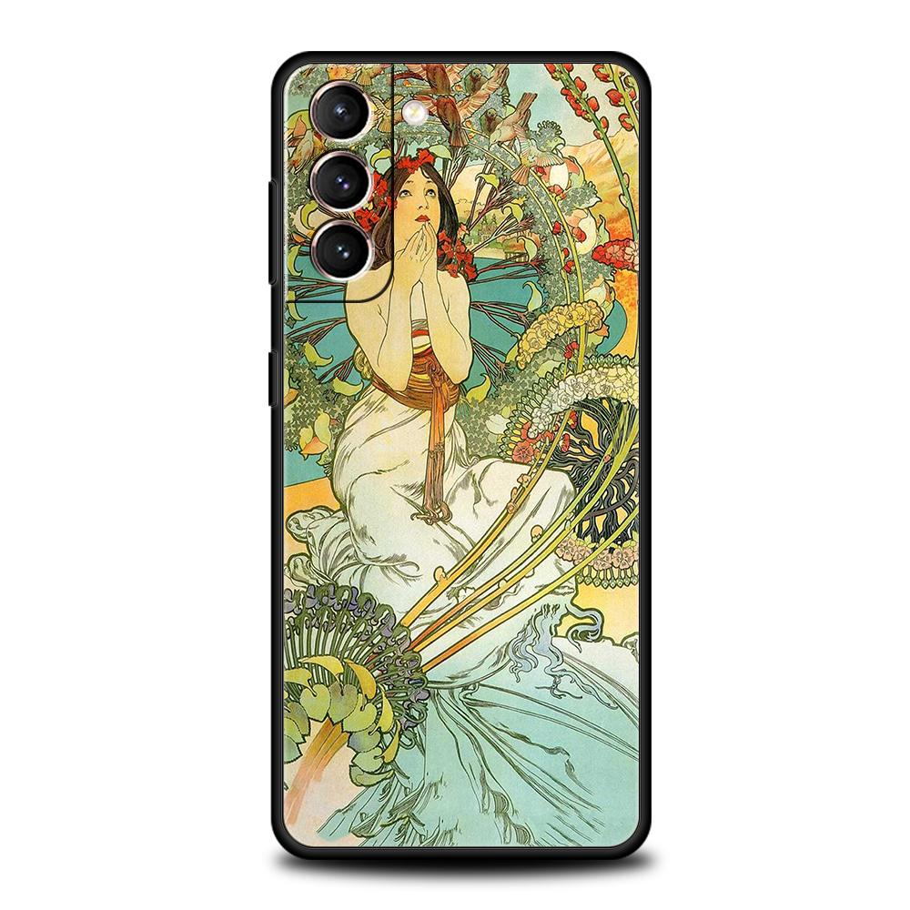 Чехол для телефона Samsung Galaxy S25/S24/S23/S22/S20/S21/FE/Ultra/S10/S10E/S9/Plus/5G Мягкий ТПУ Чехол Арт Постер АЛЬФОНС МУХА Сумки