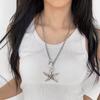 Fashionable Retro 5-Pointed Star Pendant Necklace Exaggerated Personality Starfish Punk Trend Necklaces Men Women Jewelry Access