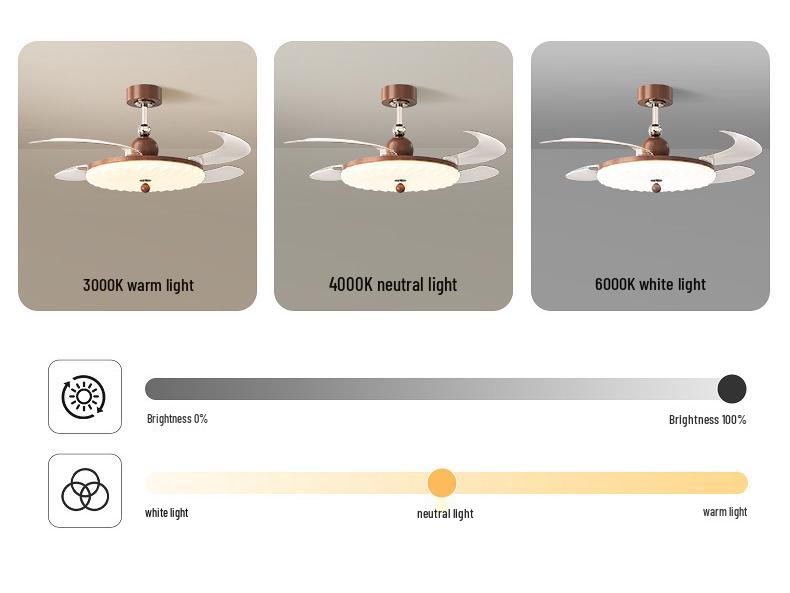 Французский потолочный вентилятор из грецкого ореха середины века с бесшумным ретро-освещением полного спектра и высоким воздушным потоком для спальни и ресторана.
