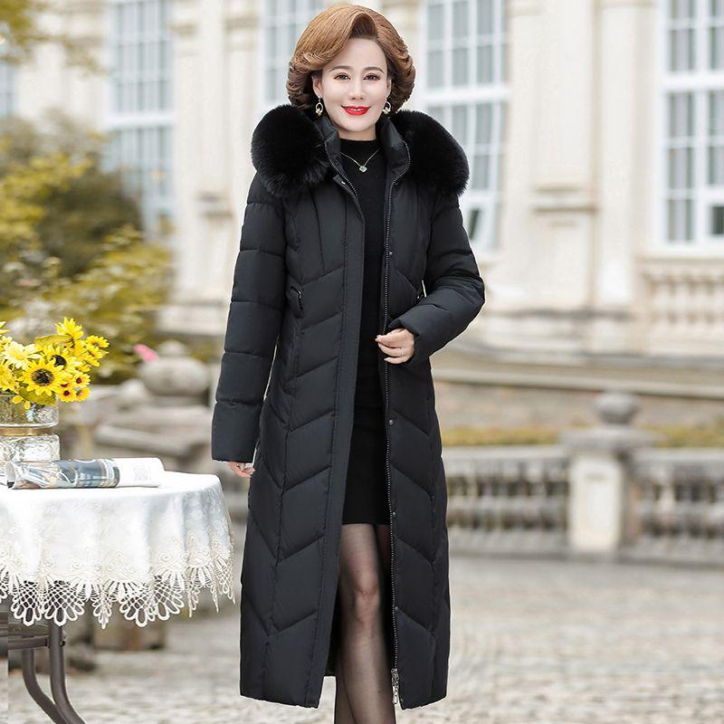 Женская теплая зимняя длинная парка пальто для мам среднего возраста тонкая утепленная куртка женская верхняя одежда с капюшоном парки 8XL