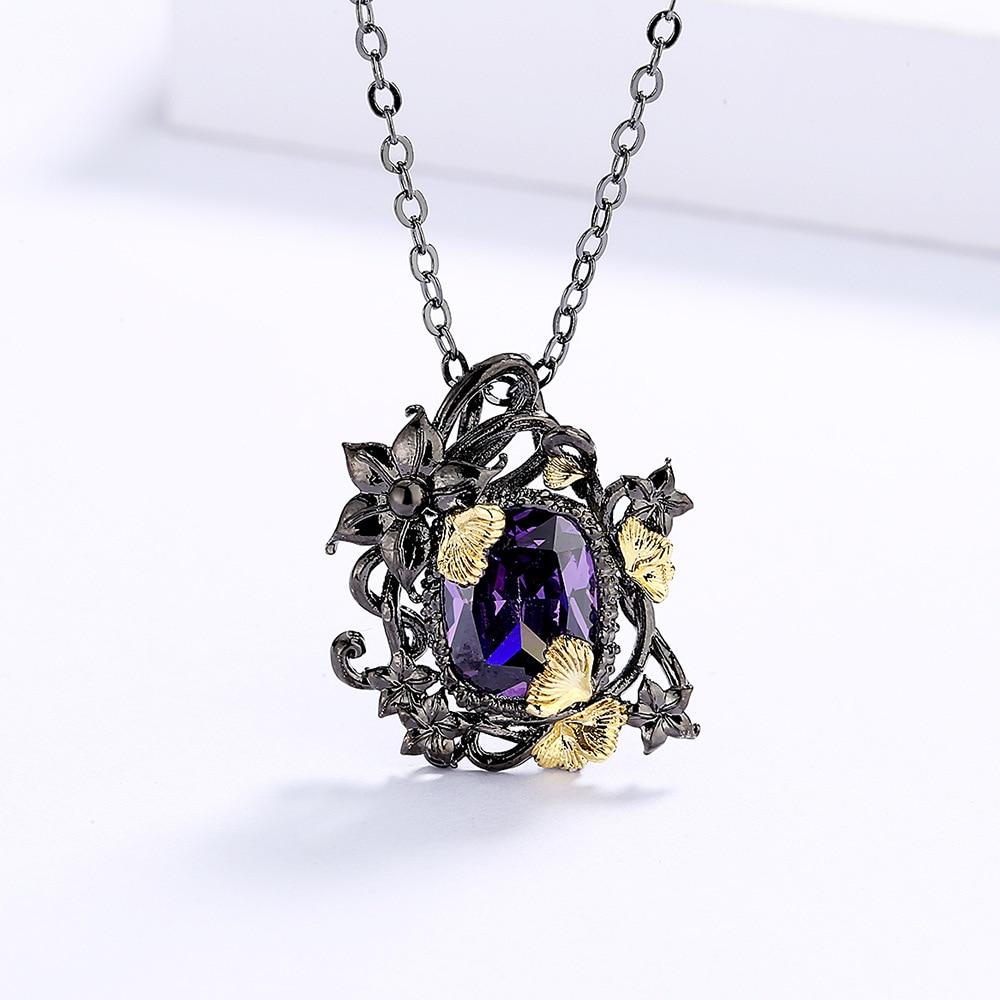 Роскошное женское ожерелье из 925 посеребренного аметиста, подвеска с женским цветком, темпераментное ювелирное изделие, вечерние свитер, цепочка