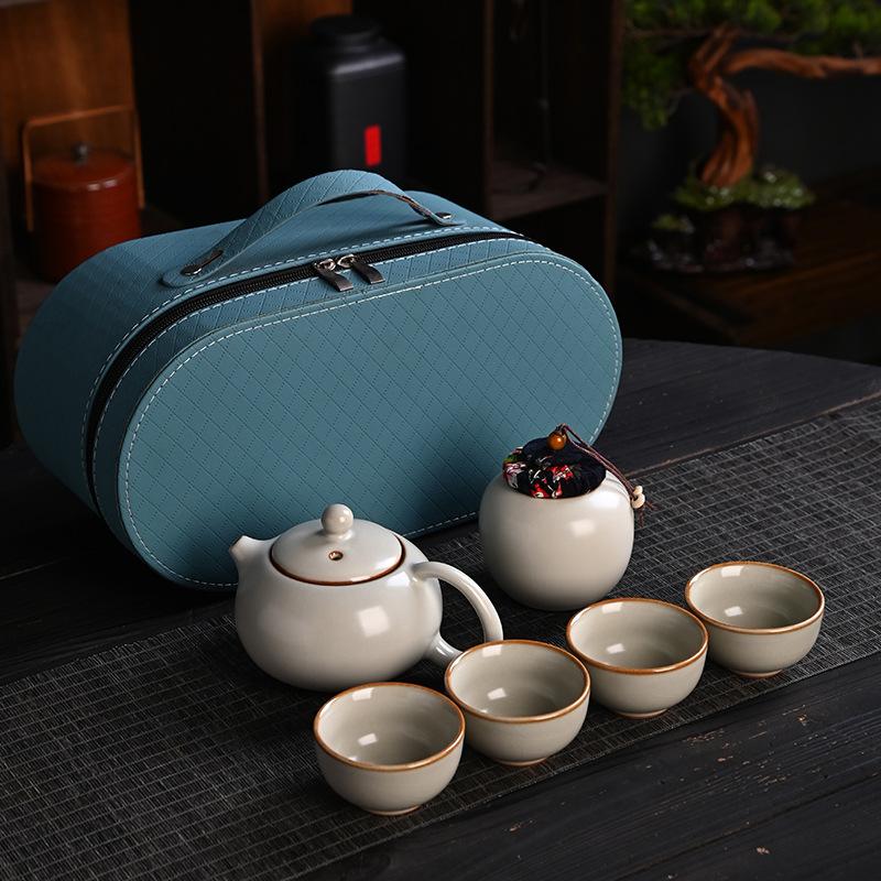 Five famous kilns portable travel tea set, business bank company event gifts can be used as gift boxes