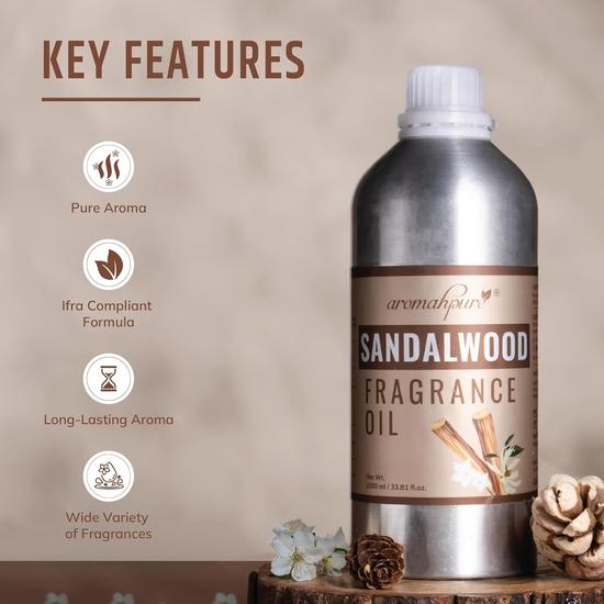 Масло эфирное Aromahpure Сандал | 1 литр, неразбавленное и натуральное | Стойкий аромат для ароматерапии, изготовления свечей и мыла, диффузоров, освежителя воздуха