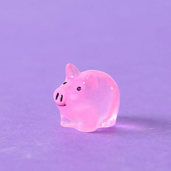 12 шт., мини-фигурка свиньи, светящаяся в темноте смола, крошечная свинья, орнамент, миниатюрная статуя животного, игрушка, сказочный сад, микроландшафт, украшение для рабочего стола