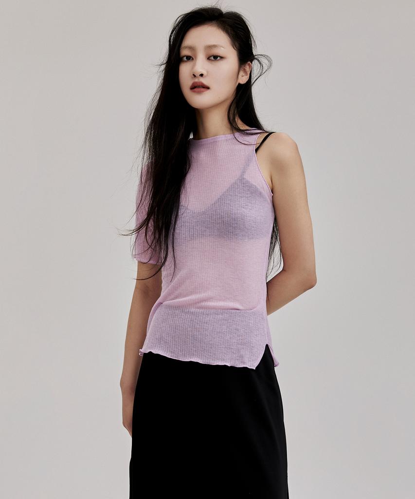 ONNE Asymmetrical Half Sleeve Knit Top - Lavender